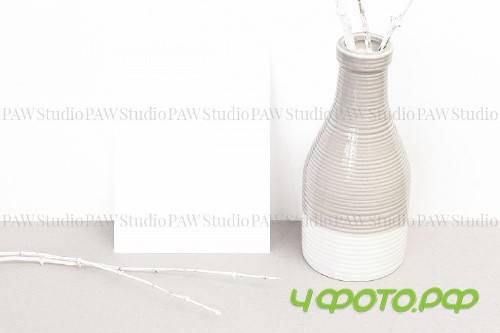 Card mockup on white wall & FREE BONUS - 424477