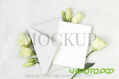 Mockup card with flowers & FREE BONUS - 420988