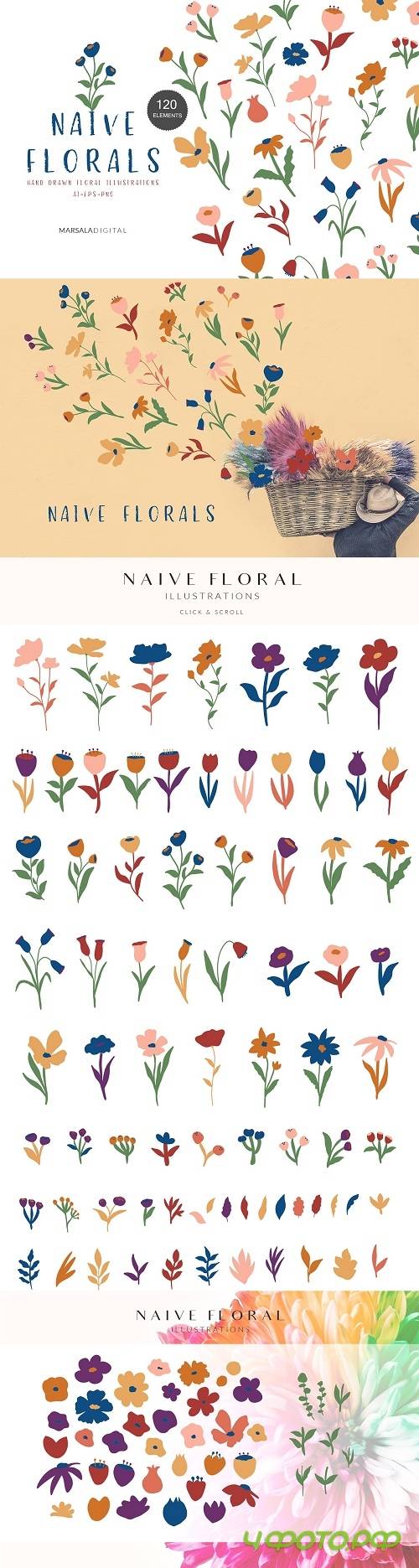 Naive Floral Illustrations - 4400767 Naive Floral Illustrations - 4400767
