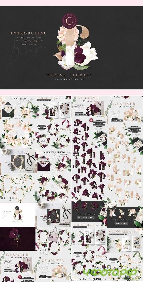 Spring Florals in Pencils - Duo Set - 3460326