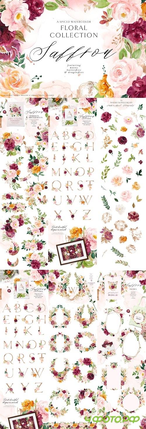 Saffron - Spiced Watercolor Florals - 3592454