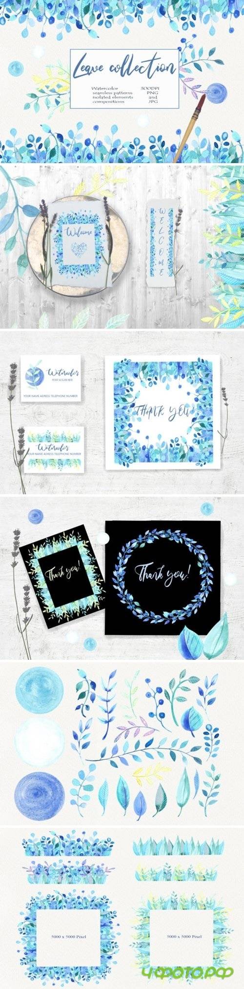 Watercolor Leave Collection Clip Art - 2757103 - 290923