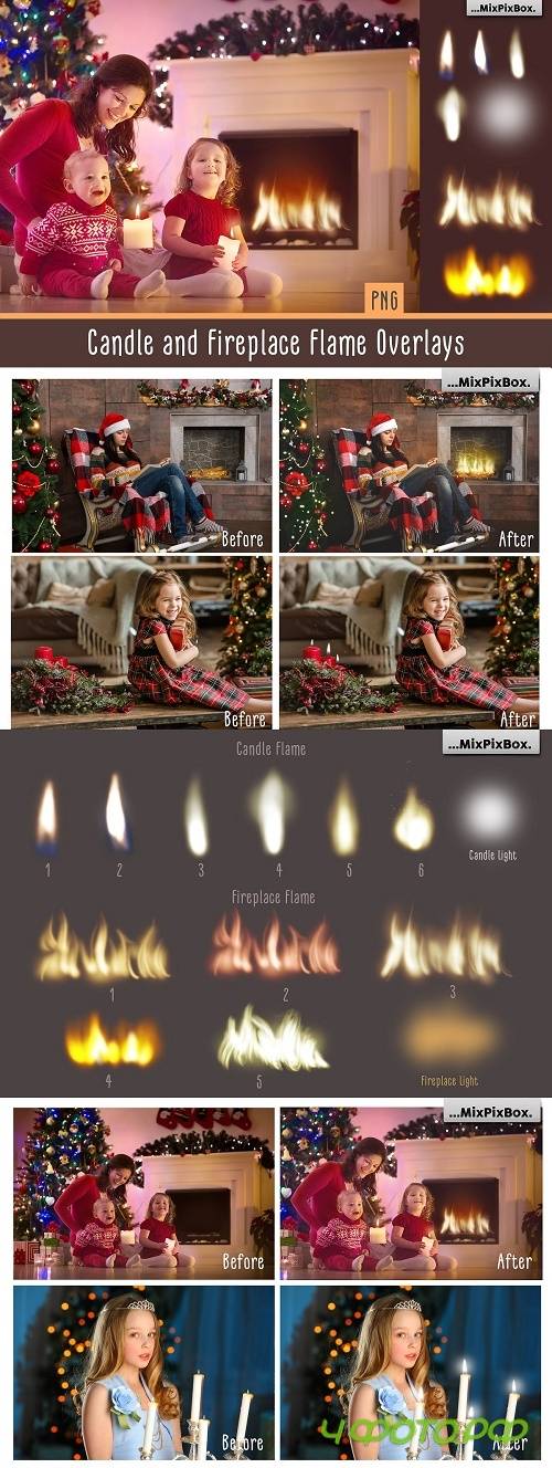 Candle and Fireplace Flame Overlays - 4372918