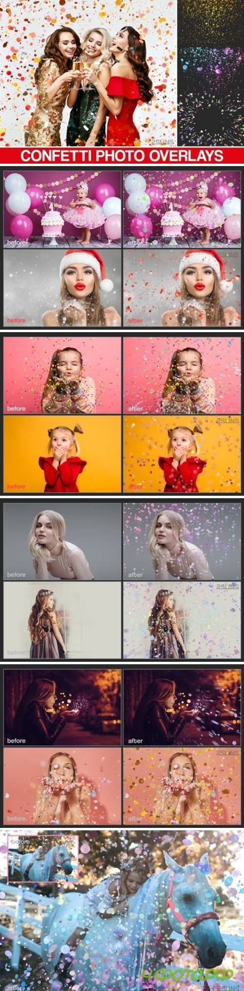 35 Confetti Photo overlays, Realistic falling Confetti - 439999