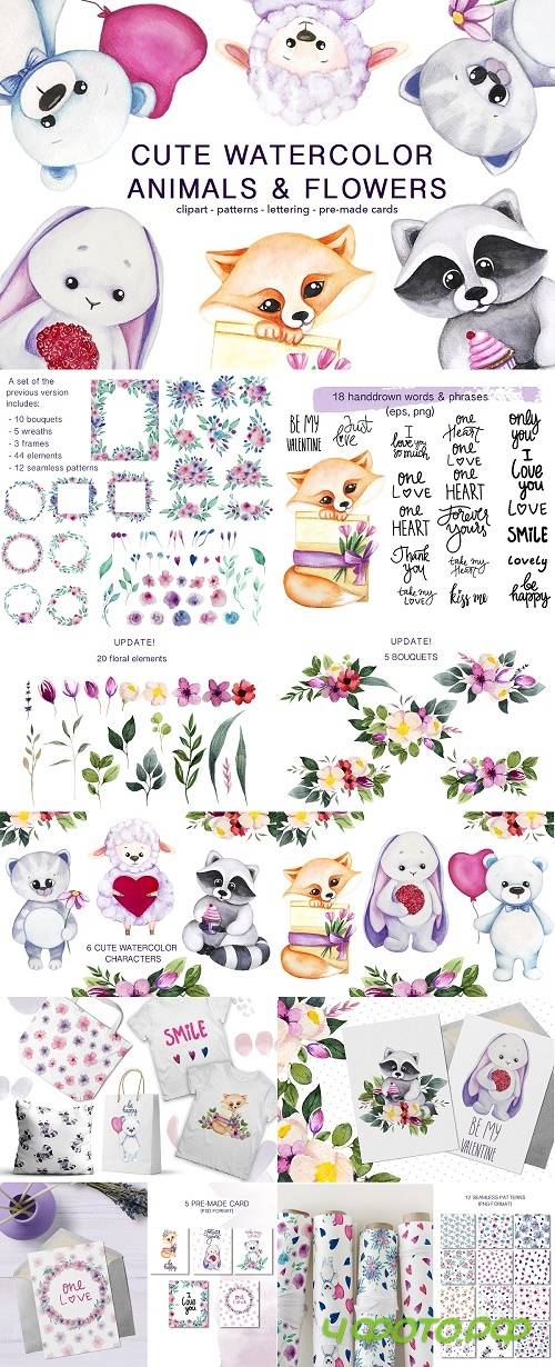 Cute animals & flowers - 2861513