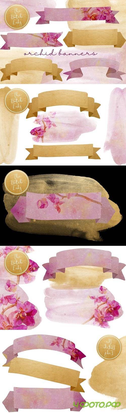 Orchid Banner Clipart Set - 4573912