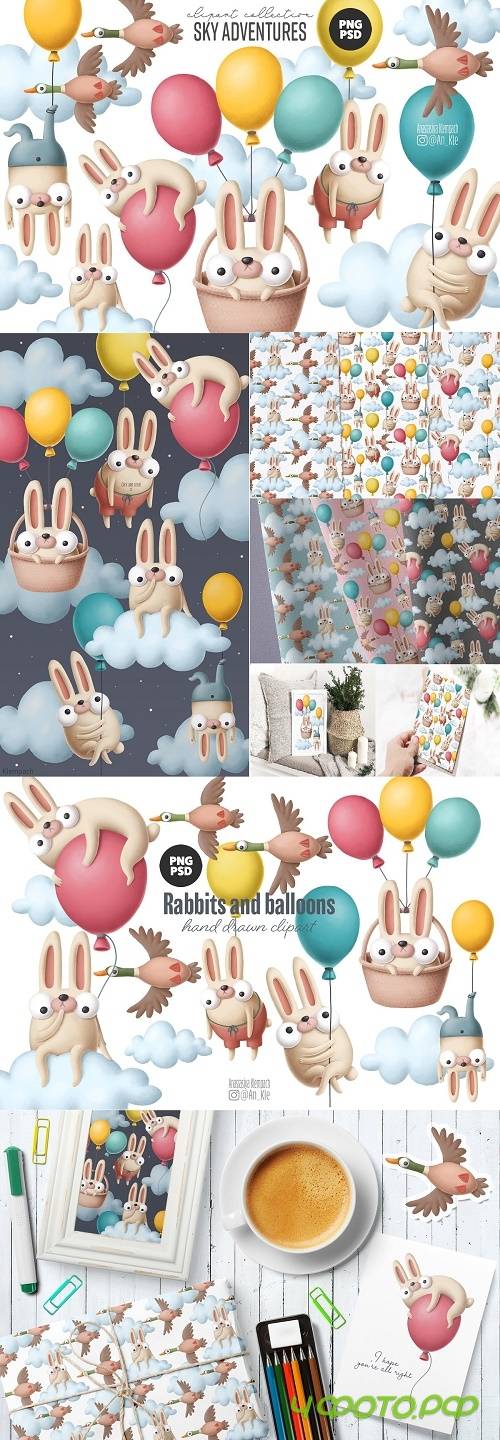 Funny bunnies clipart collection - 4508638