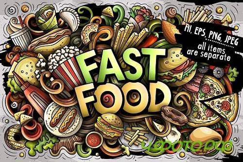 Fast Food Doodle Illustrations - 4596992