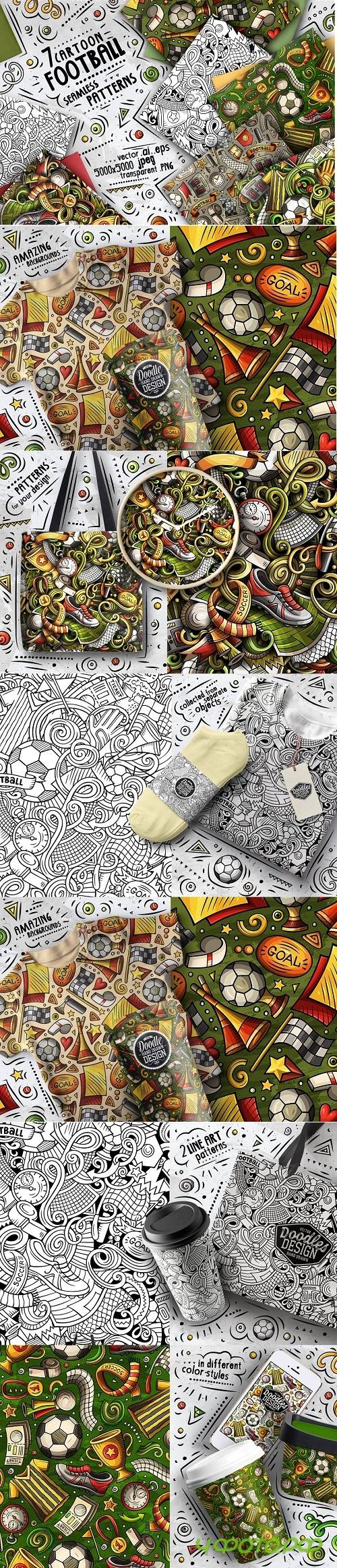 7 Soccer Doodle Seamless Patterns - 4601967