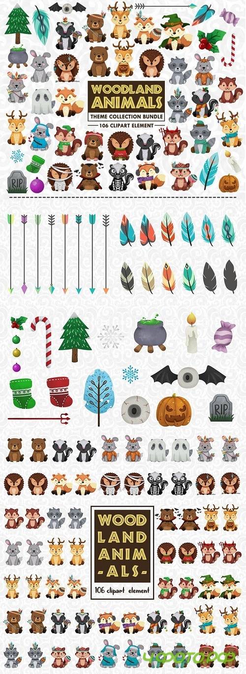 Woodland Animals Clipart Bundle