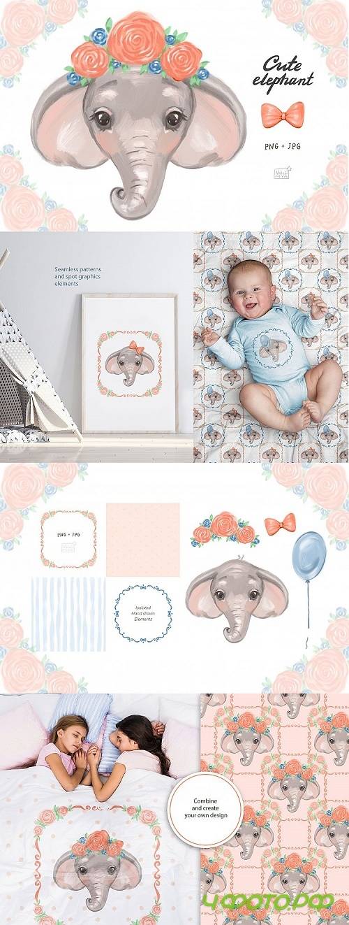 Cute elephant cliparts - 476186