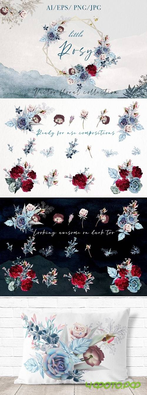 Little rosy vector clipart set  - 485919