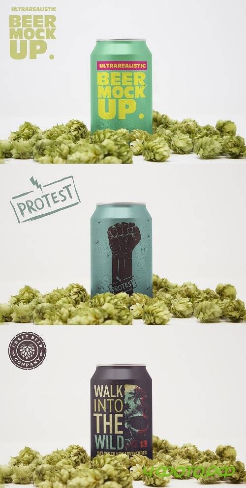 Front Hop Beer Can Mockup - 4627034