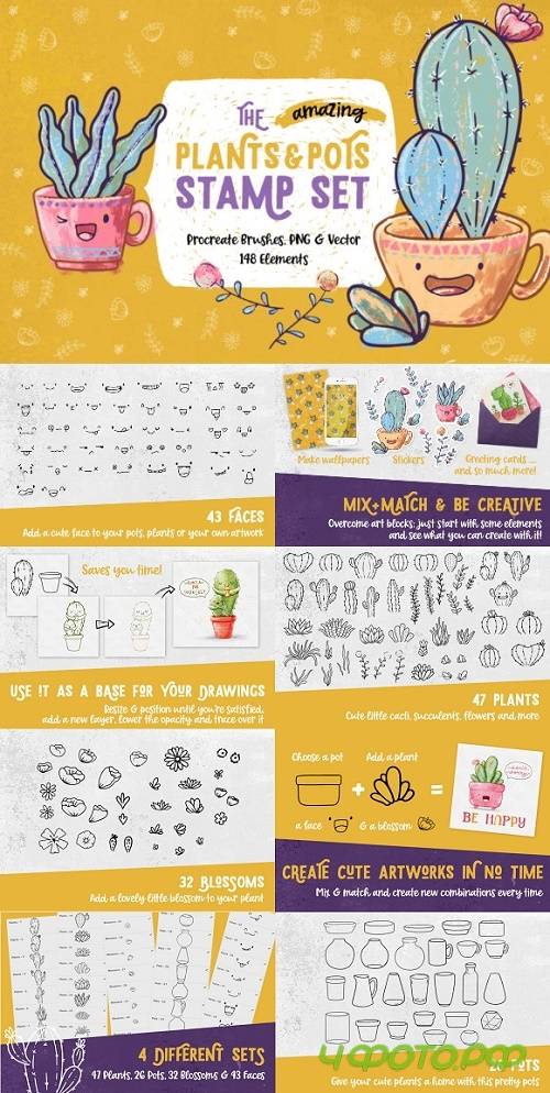 The Plants & Pots Stamp Set 3195392