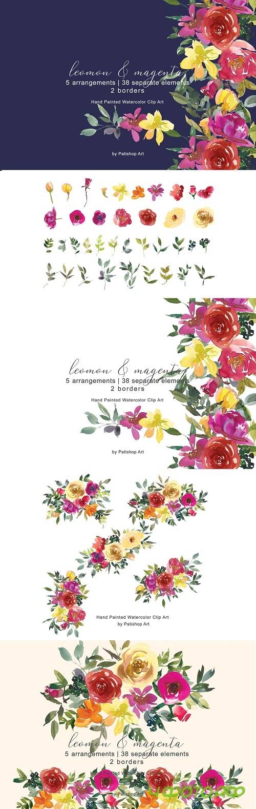 Lemon Magenta Floral Bouquet Clipart - 4654727 Lemon Magenta Floral Bouquet Clipart - 4654727