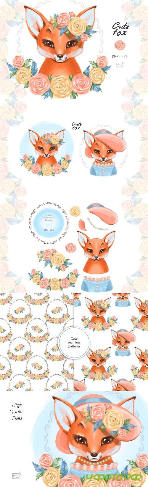 Cute fox cliparts - 4655088