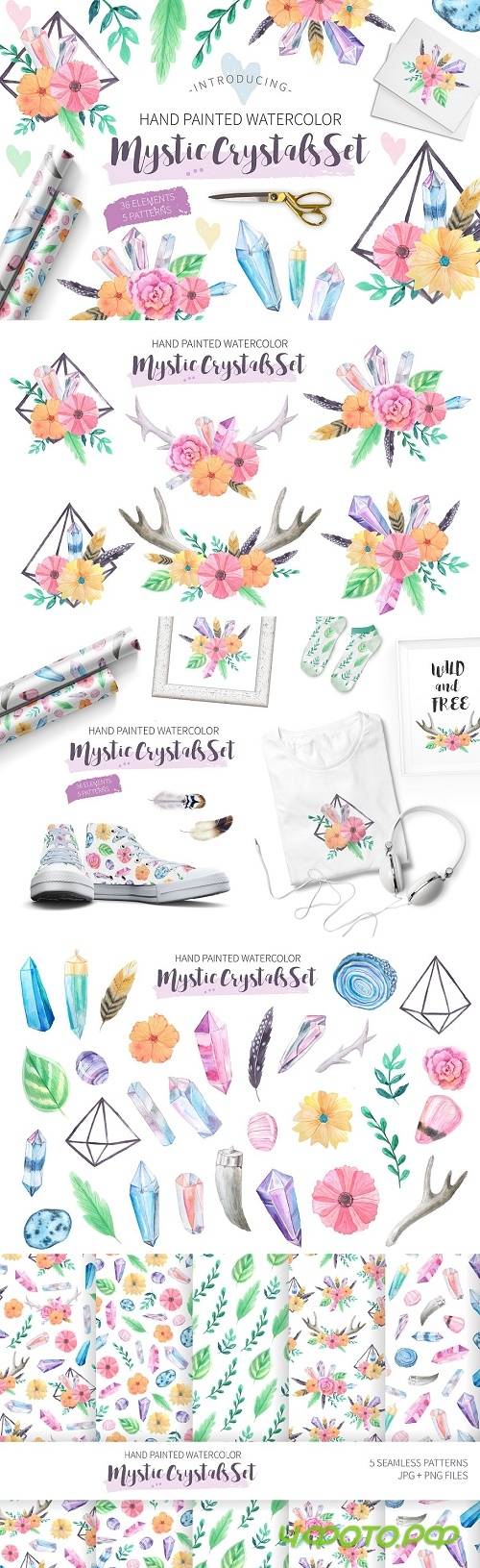 Watercolor Mystic Crystals Set - 1910652