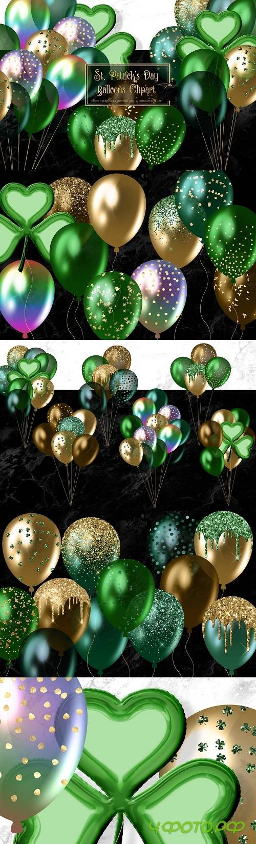 St Patrick's Day Balloons Clipart - 4459798