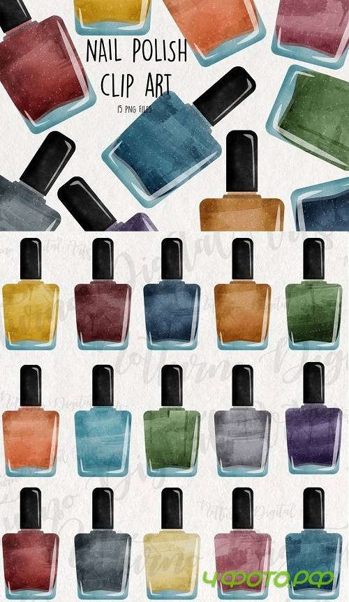 Watercolor Nail Polish Clipart - 515928