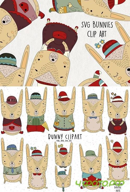 Doodle Bunny svg clipart, eps, png and jpeg format - 516260