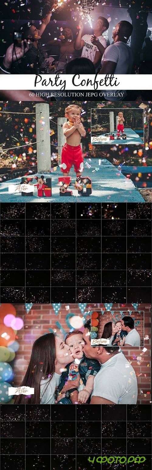 60 Party Confetti Overlays Realistic Falling Confetti - 516559