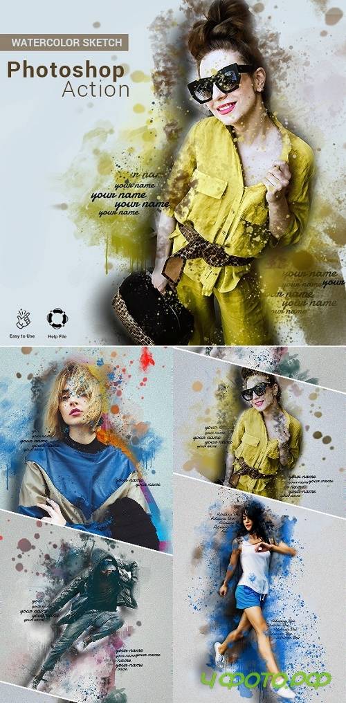Watercolor Sketch - Photoshop Action 25782143
