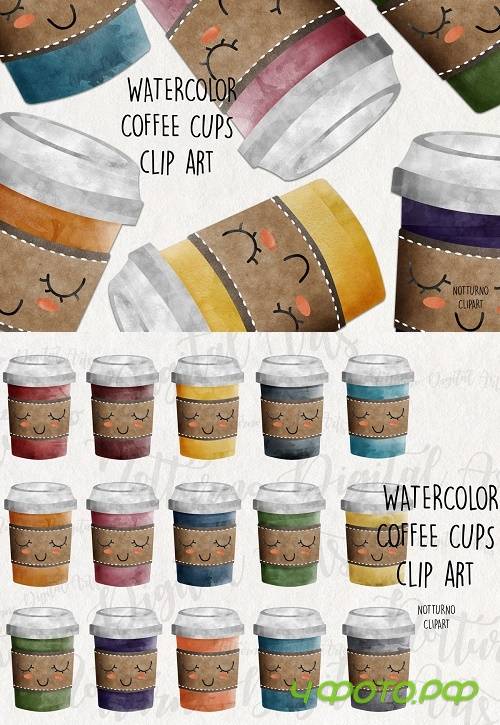 Watercolor Coffee Cups Clip Art. Coffee cup graphics - 516702