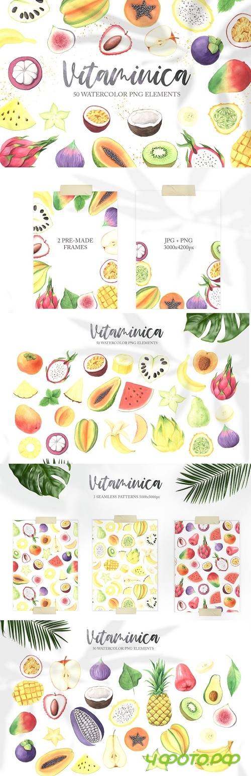 Watercolor Vitaminica Fruit Set - 3982246
