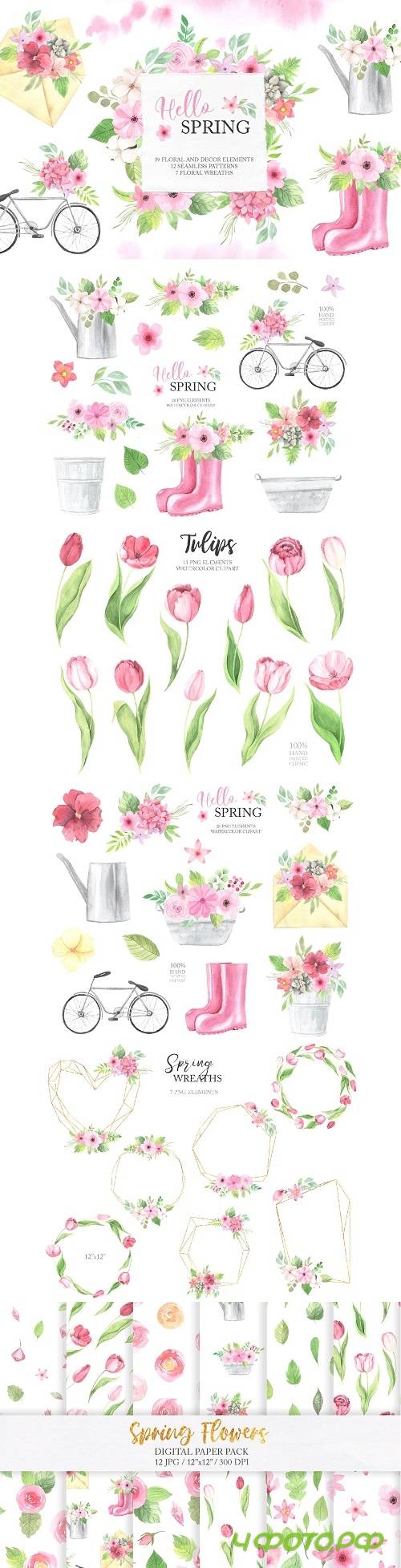Watercolor Spring Floral Collection - 4699391