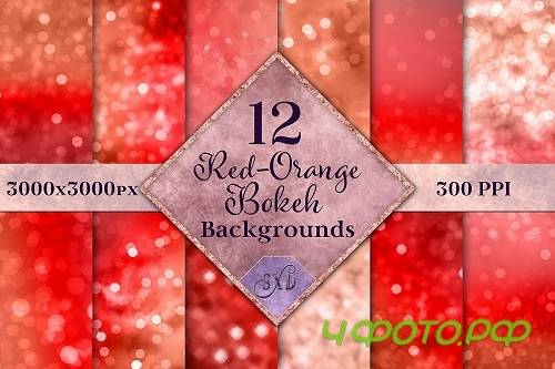 Red-Orange Bokeh Backgrounds - 12 Image Textures Set  - 520048