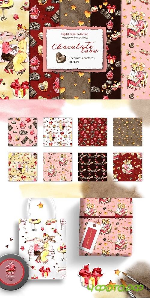 Watercolor Chocolate digital paper - 3932926