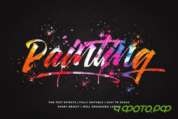 Painting Colorful 3d Text Effect Mockup