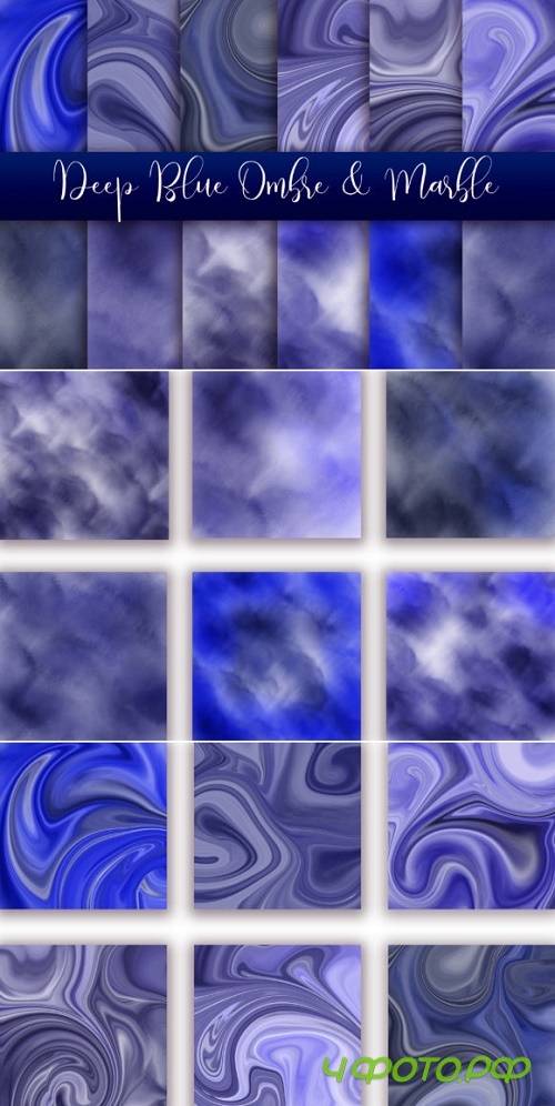 Deep Blue Ombre and Marble Background