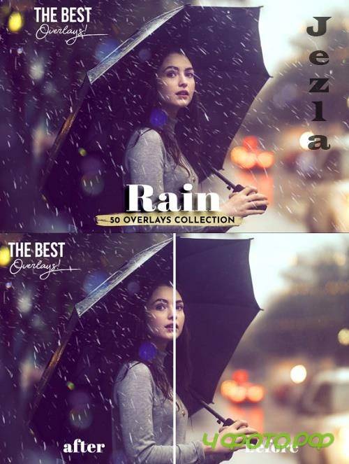 50 Rain Overlays, Photoshop Overlays