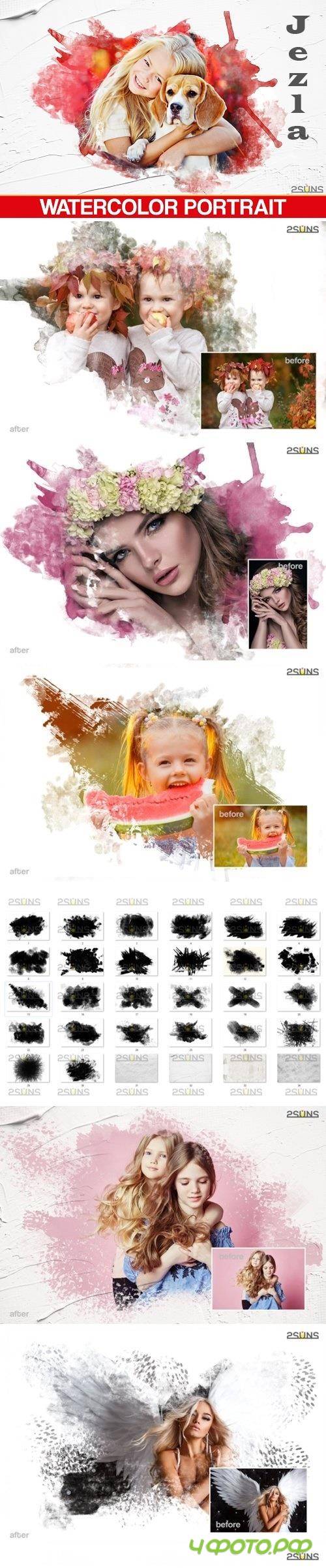 30 Beautiful portrait paint masks, photo frame, Photoshop (PNG) - 521253 (Part 2)