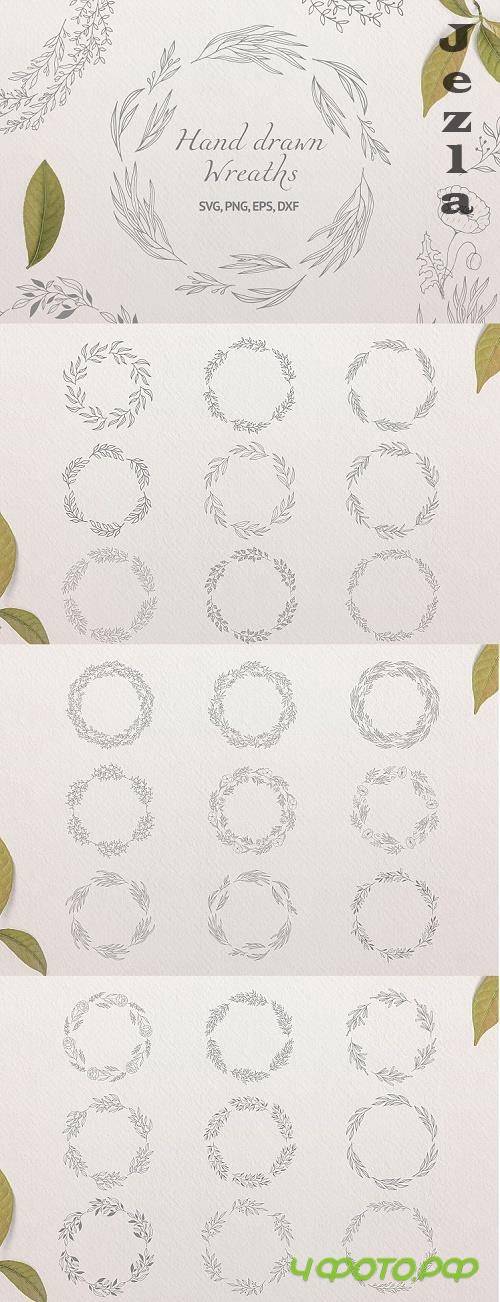 27 Hand Drawn Floral Wreath Collection  - 522185