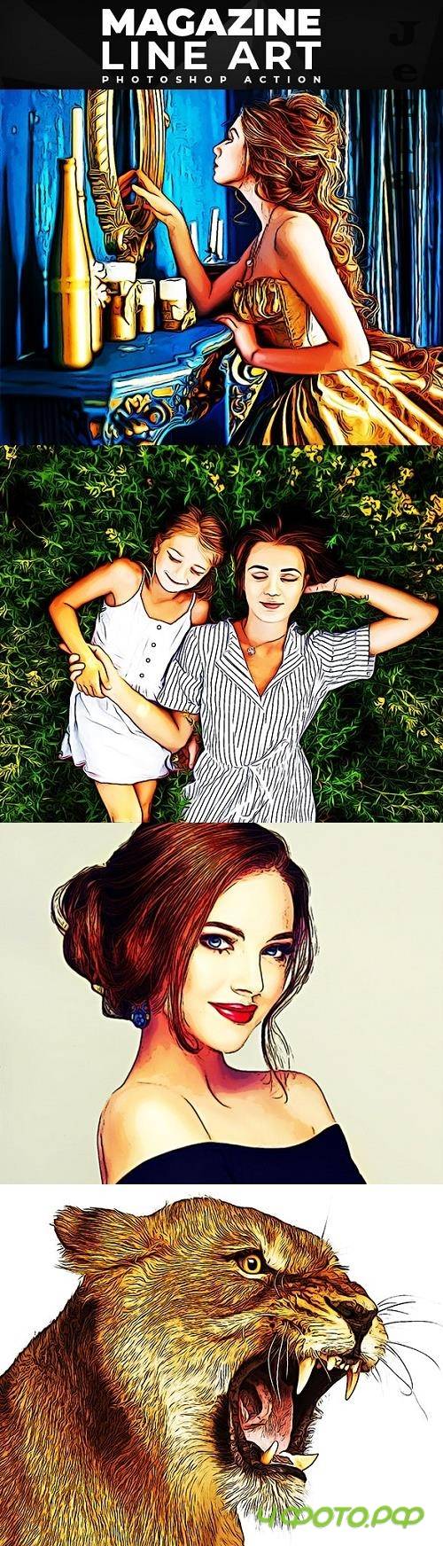 Magazine Line Art - Photoshop Action 26096233