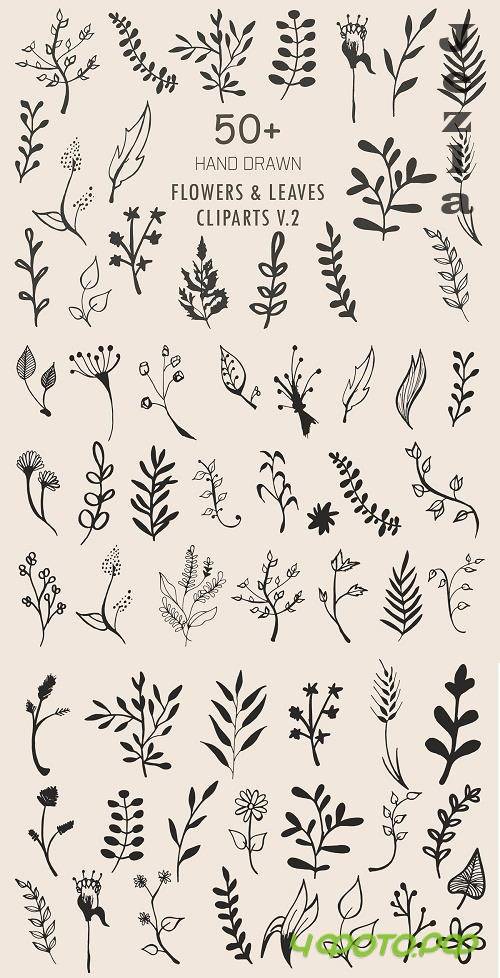 50+ Flowers & Leaves Cliparts V2 - 4772920