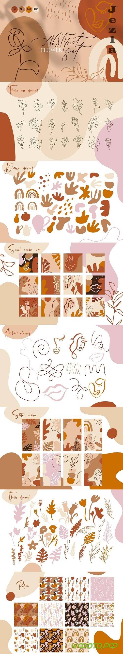 Abstract flower set SVG - 4778241