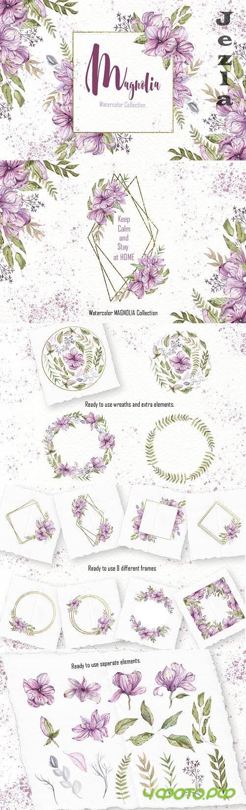 Watercolor Magnolia Collection - 4782540