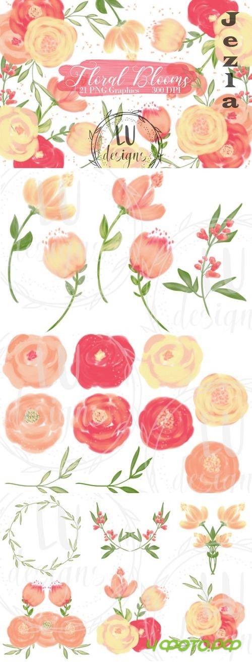 Orange Flowers Clipart, Floral Graphics Orange Flowers Clipart, Floral Graphics