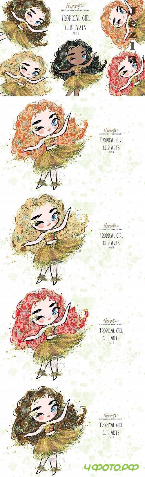 Tropical girl clip art,Islander clip art - 535192