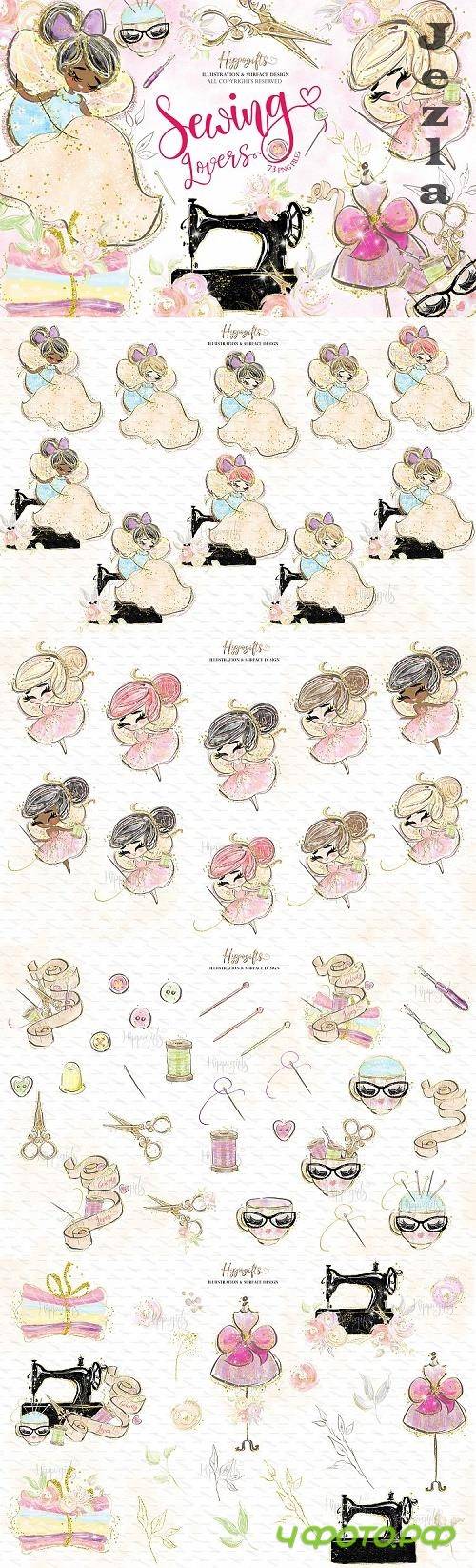 Sewing lovers clipart,sewing fairies clipart  - 535184