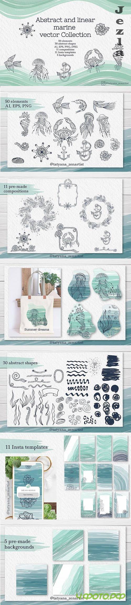 Abstract and linear marine vector Collection  - 536895