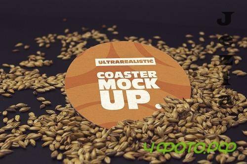 Malt Round Coaster Mockup - 4823597