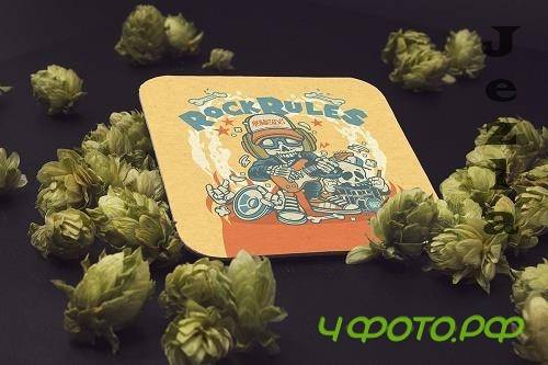 Hop Square Coaster Mockup - 4823595