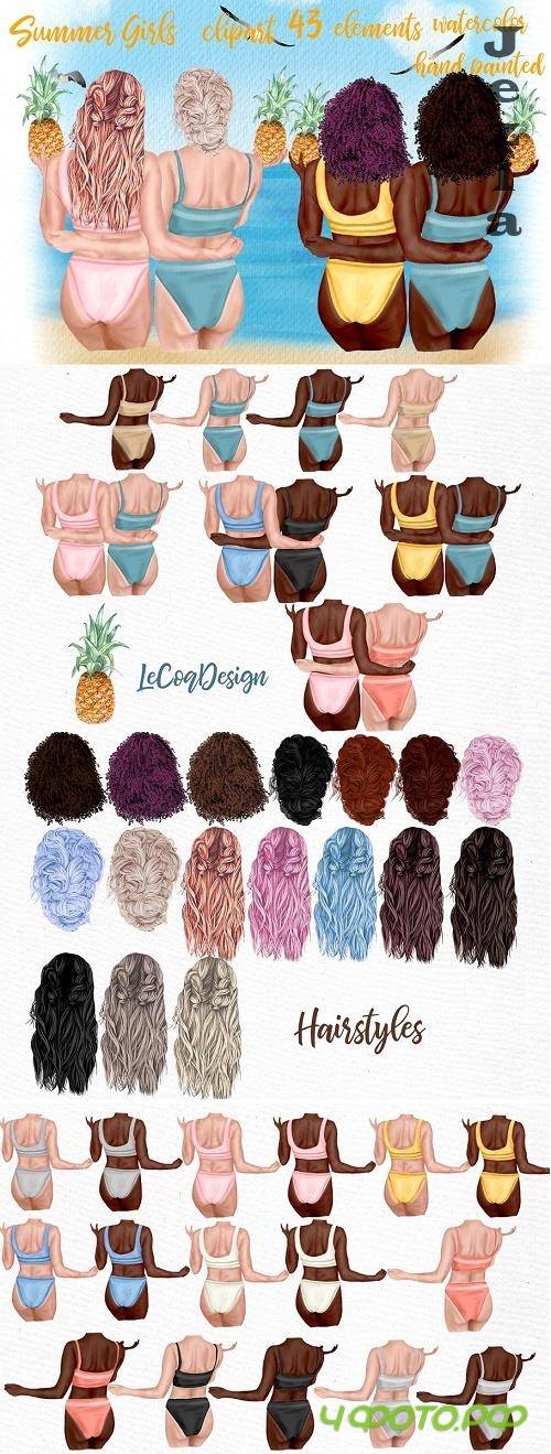 Summer girls clipart Beach girls - 4844071