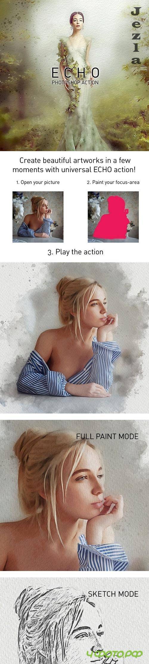 ECHO Universal Paint Sketcher Photoshop Action - 26310061