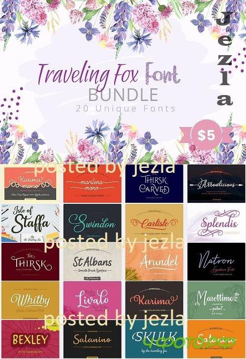 Traveling Fox Font Bundle - 20 Premium Fonts 