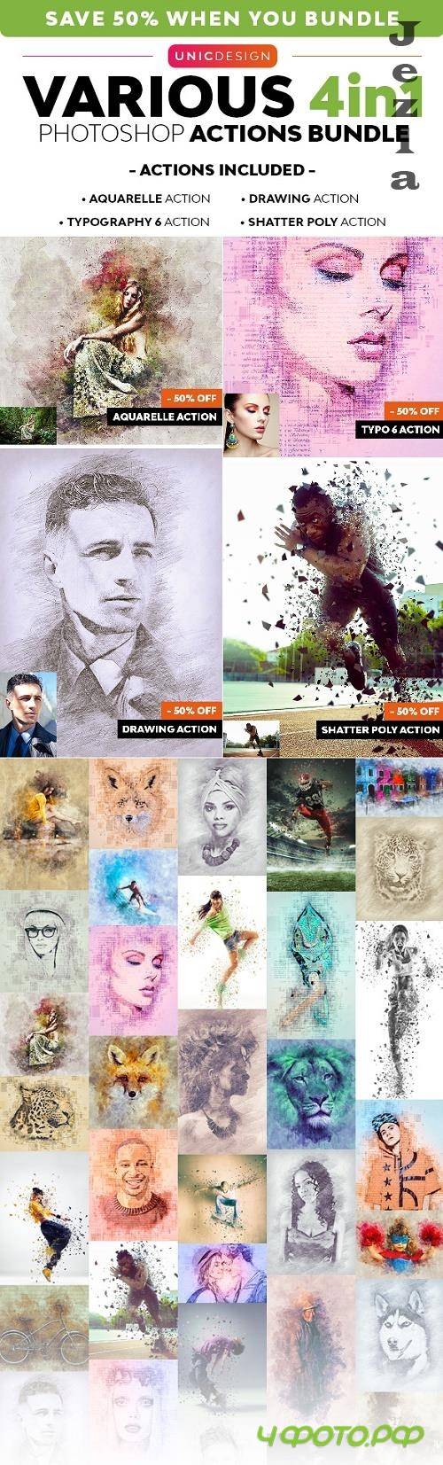 Various 4in1 Photoshop Actions Bundle - 26390058